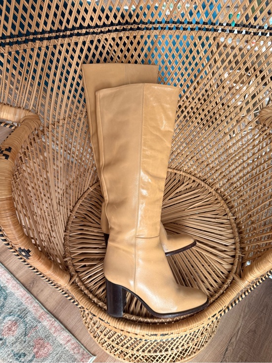 Free People Shoes - Free People Tall Leather Heeled Boots in Tan
